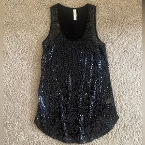Xhilaration Sequin front tank top black XS